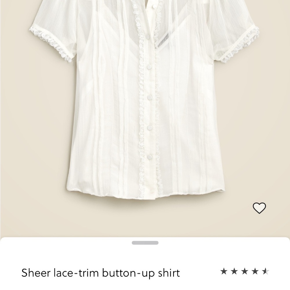 J. Crew Cream Sheer Lace Button-Down Shirt